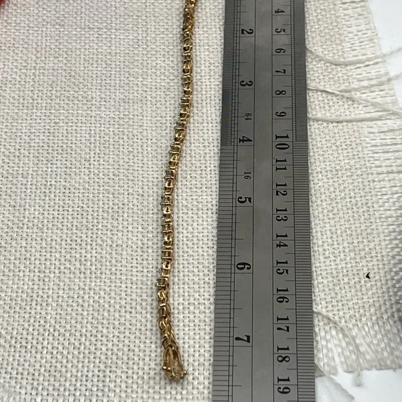 ✨ Vintage Sterling Silver & Gold-Plated Blue Gemstone Bracelet - Picture 14 of 16